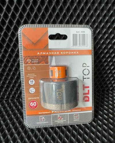 Коронка алмазная для керамогранита и камня DLT TOP, 60мм, арт.2105