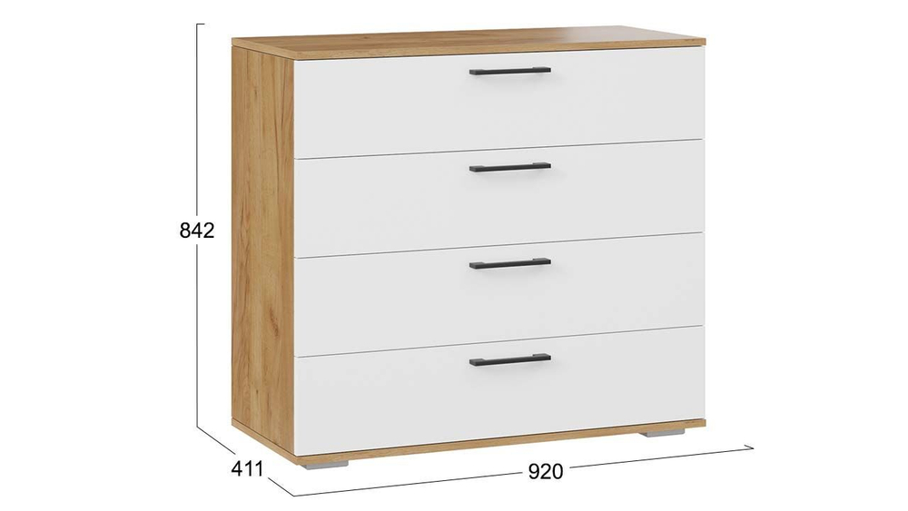 Комод для одежды с ящиками Дуб Крафт золотой/Серый графит 4 ящика 92х41х84 см