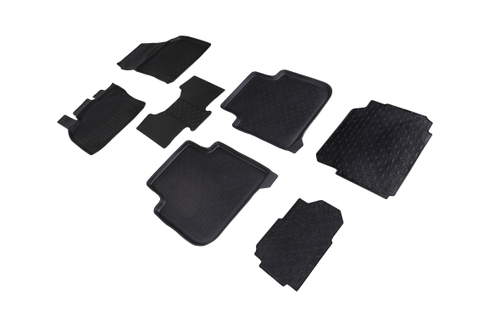 Резиновые коврики с высоким бортом для Skoda Kodiaq (7 мест) 2016-н.в., Seintex.88479