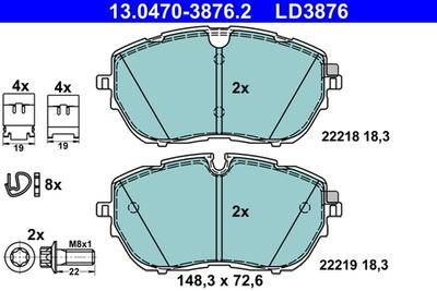 ATE - 13047038762-ATE - Brake Pad Set, disc brake