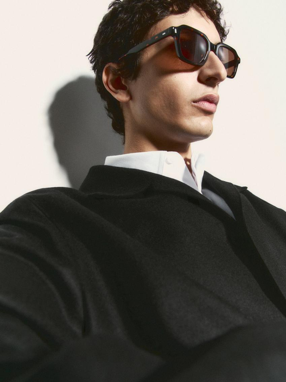 Massimo Dutti Солнцезащитные очки в прямоугольной оправе под черепаху, коричневый