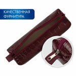 Пенал-косметичка BRAUBERG крокодиловая кожа 20х6х4 см "Ultra maroon" (3 штуки в упаковке)