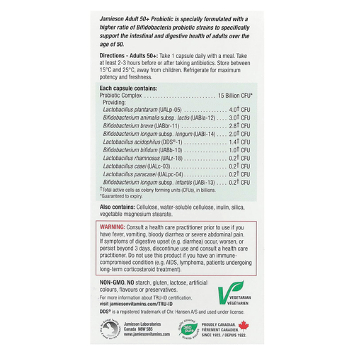 Jamieson Vitamins, Пробиотик для взрослых старше 50 лет, 15 млрд, 30 вегетарианских капсул