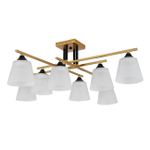 Люстра потолочная 8x40Вт E27, металл/стекло, шампань, белый матовый плафон