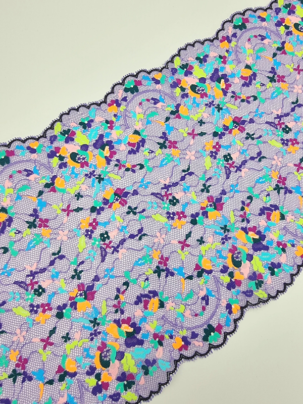 Кружево эластичное фиолетовое/мультиколор К620
