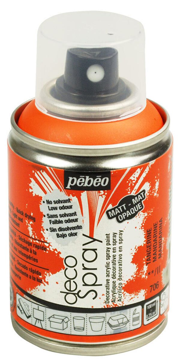 Краска на водной основе аэрозольная decoSpray 100 мл, 093706 мандариновый, Pebeo