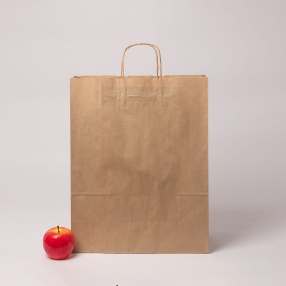 Пакет бумажный 35x45x15, крафт, ручка крученая