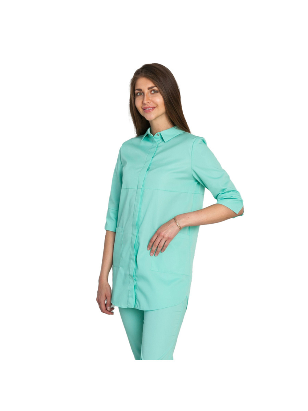 Рубашка медицинская женская White Wears WW150, на кнопках, черный, 50