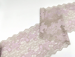 Эластичное кружево, 20 см, олива и орхидея, (Артикул: EK-1013.P), м