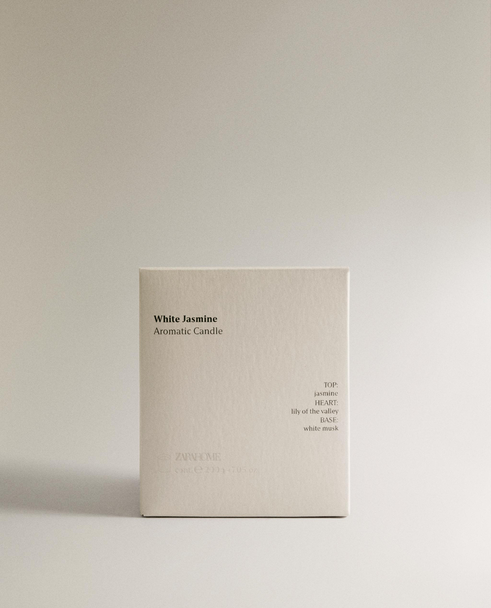 Zara Home Свеча ароматическая White Jasmine 200 г, растительный воск, аромат цветочный, Розовый