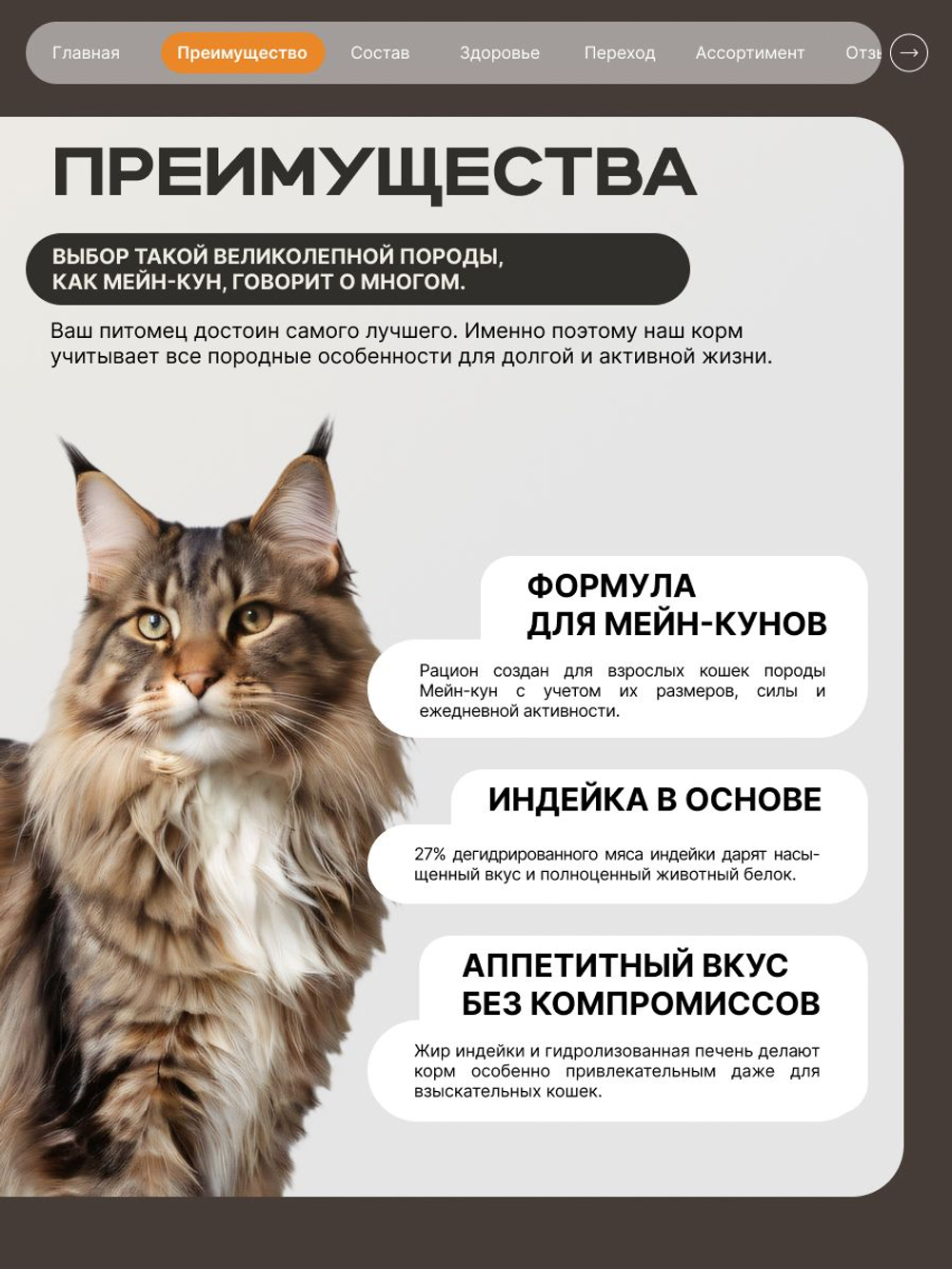 Корм сухой для кошек породы Мейн-кун, с индейкой, 5 кг, QUATTRO