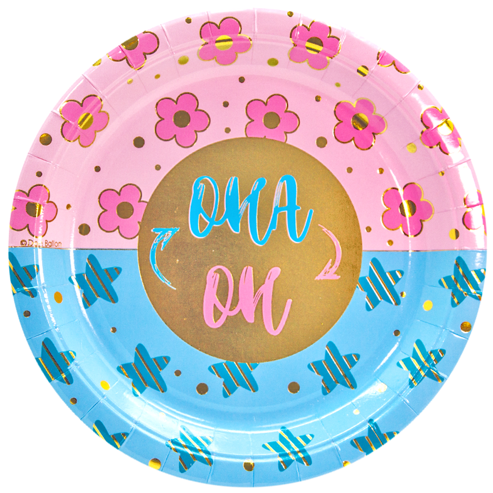 Тарелки бумажные «Гендер Пати», голубо-розовый металлик, 18/23 см, 6 шт