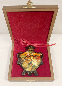 Сувенир "Самовар" с росписью Палех в подарочном футляре