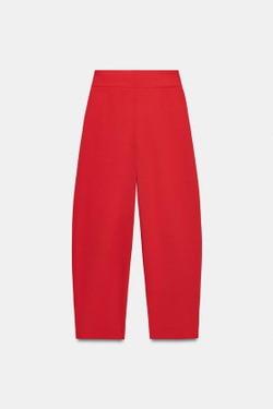 ZARA БРЮКИ BALLOON С ЗАЩИПАМИ, КРАСНЫЙ
