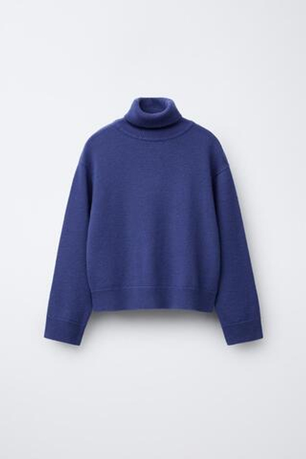 ZARA СВИТЕР С ВЫСОКИМ ВОРОТНИКОМ, СИНИЙ