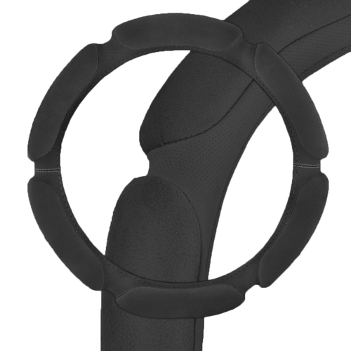 Оплетка руля L 39-40 см спонж (6 подушек) черная (SKYWAY)