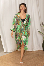 Халат из поливискозной ткани с тропическим принтом (Размер: M-L) (Цвет: зеленый)