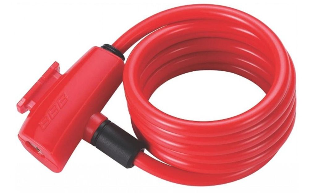 Замок велосипедный BBB QuickSafe 8mm x 1500mm coil cable red красный
