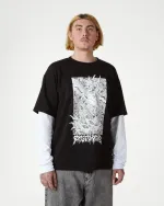 Лонгслив Postaments Spines черный/белый