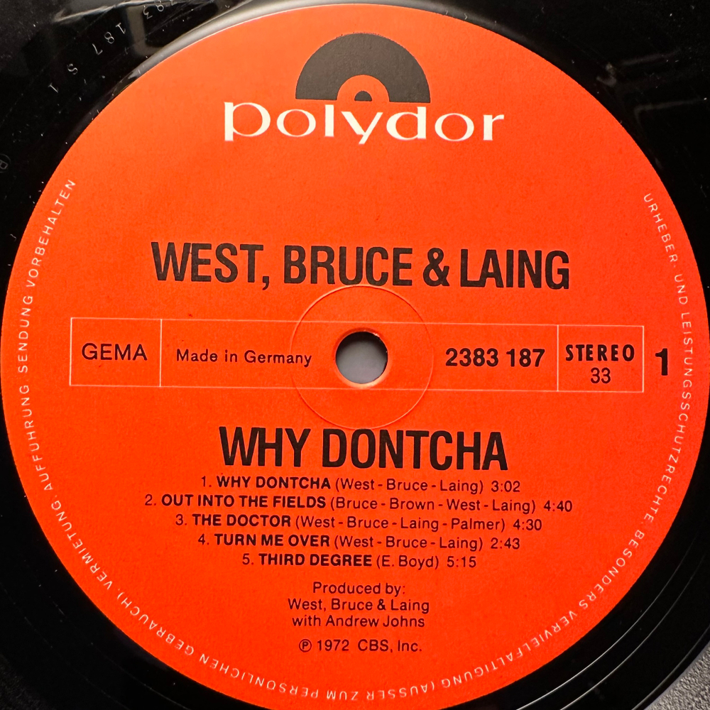 West, Bruce & Laing - Why Dontcha (Германия 1972г.)
