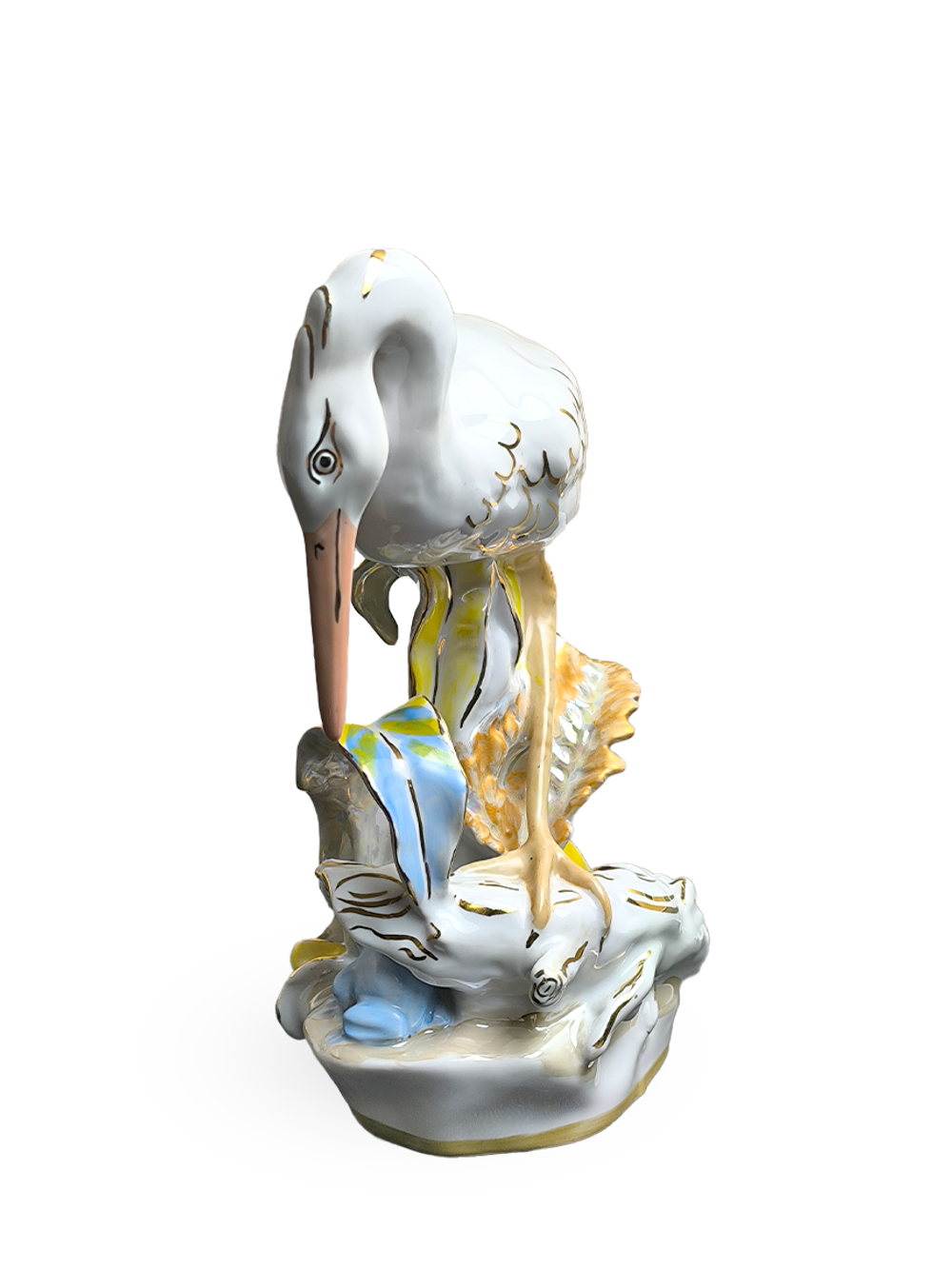 Фарфоровая статуэтка "Цапля и лягушка" (Аист) Дулево