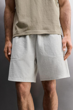 ZARA ДЖОГГЕРЫ-ШОРТЫ ИЗ ХЛОПКА, СЕРЫЙ МЕЛАНЖ