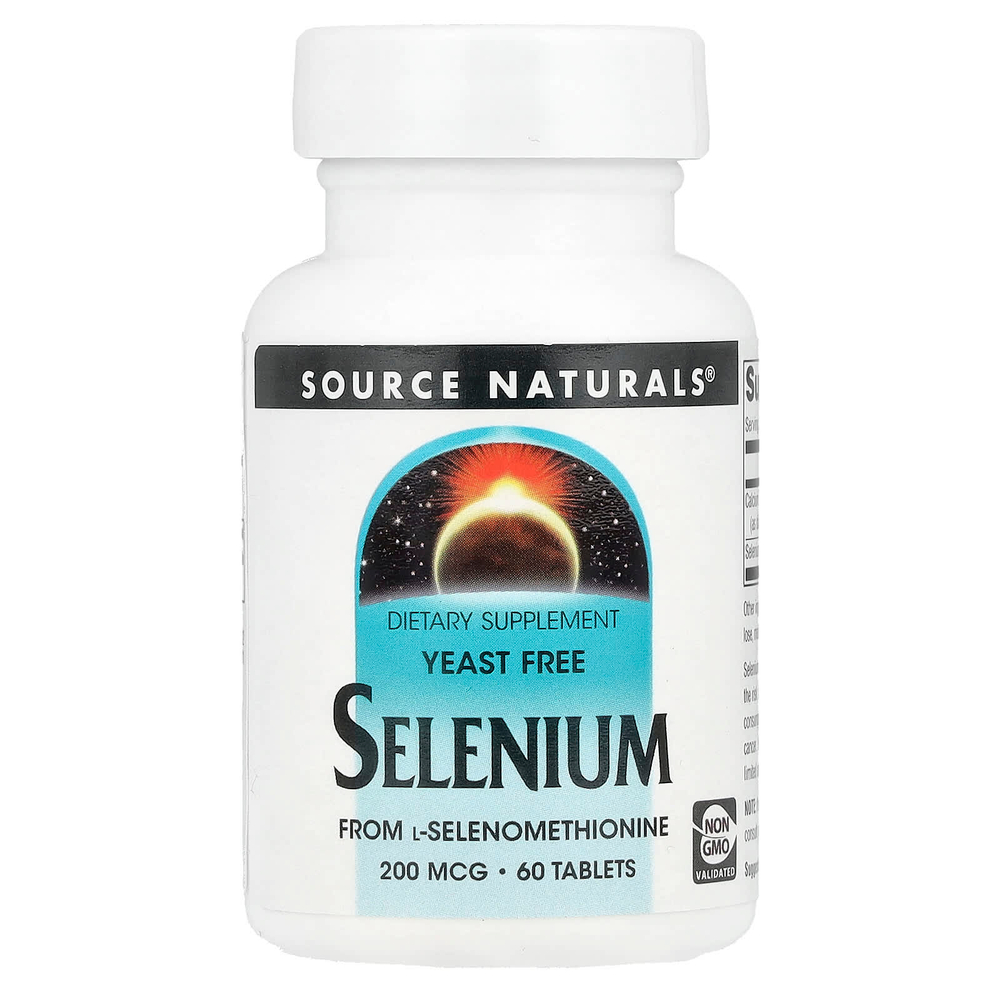 Source Naturals, Селен, без дрожжей, 200 мкг, 60 таблеток