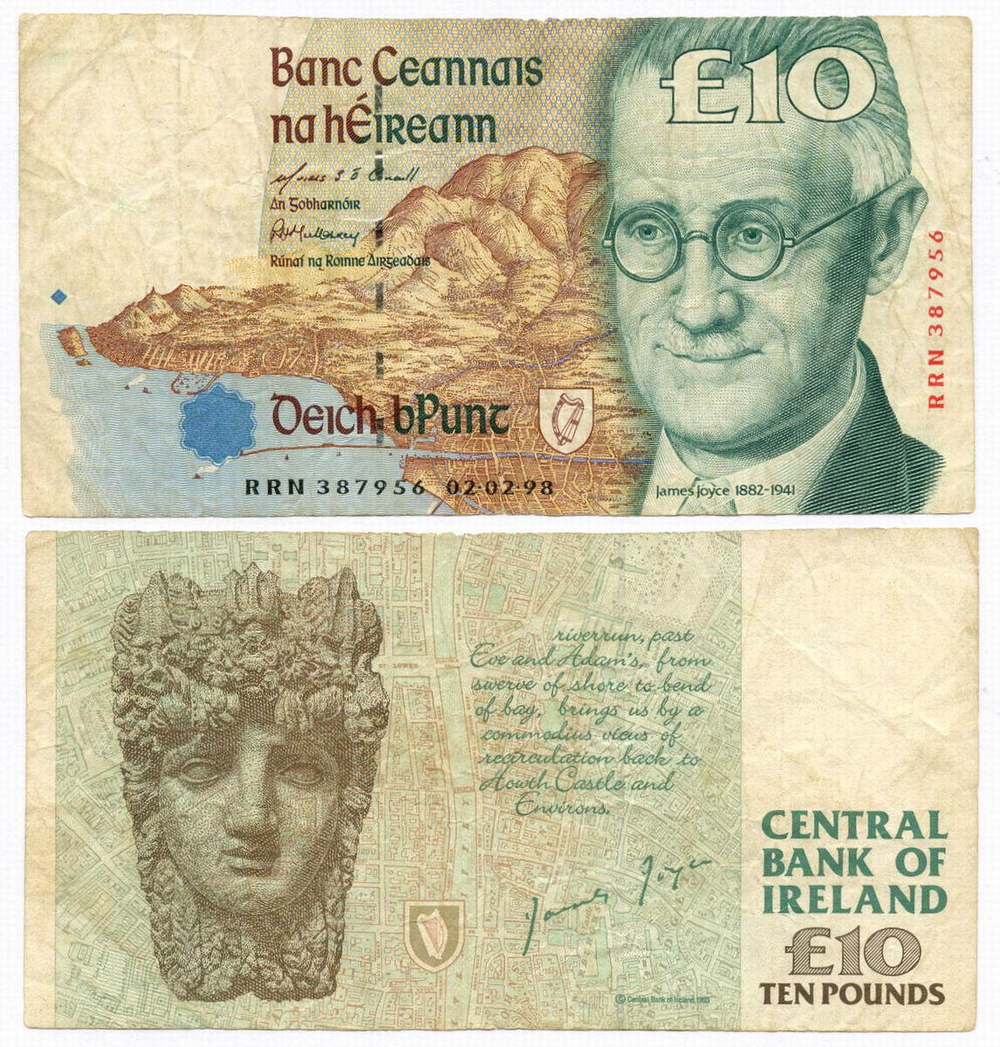 Банкнота Ирландия 10 фунтов 1998 год RRN 387956 (подписи M. O'Conaill P. H. Mullarkey). F-VF