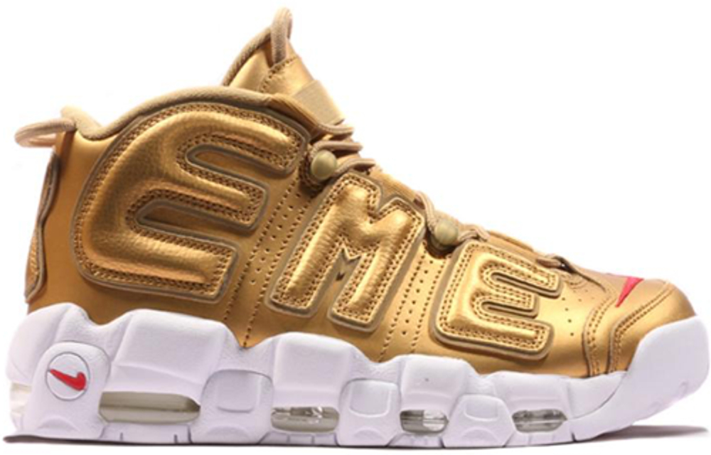 Кроссовки Supreme X Nike Air More Uptempo Metallic Gold