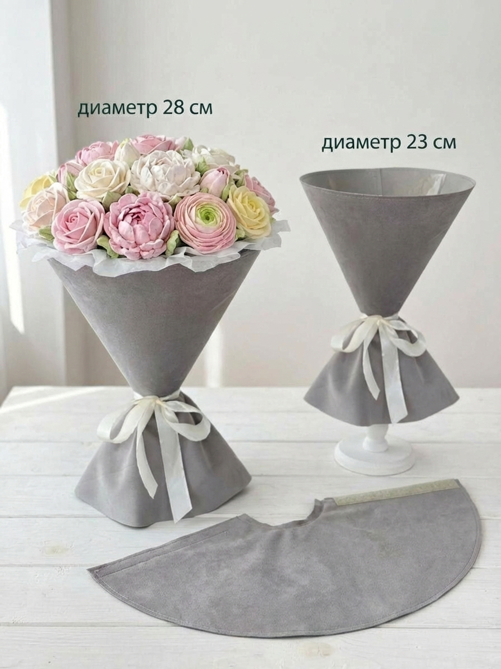 Платье для цветов, ткань бархат, цвет: СЕРЫЙ, Форма: круглая