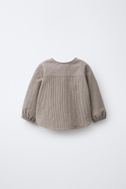 ZARA РУБАШКА В КЛЕТКУ ВИШИ, ЧЕРНЫЙ/ЭКРЮ