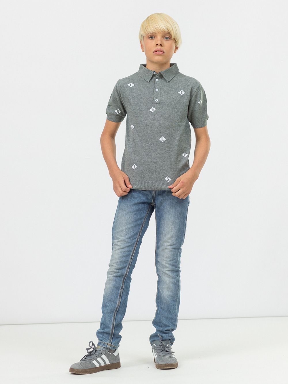 Поло для мальчика с коротким рукавом AT1084 серый