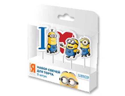 РАСПРОДАЖА Свеча д/торта на пиках Миньоны 5шт/РОС