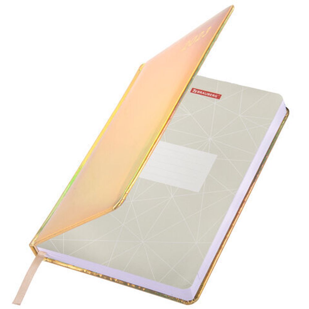 Ежедневник датированный 2023 А5 138x213 мм BRAUBERG "Holiday", под кожу, "зеркальный", золотой, 114023