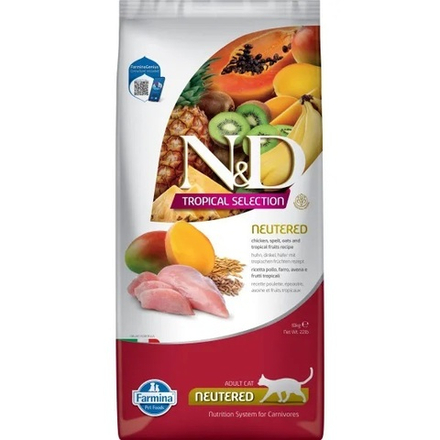 Сухой корм FARMINA N&D Tropical SElection для стерилизованных и кастрированных кошек с курицей - 10 кг