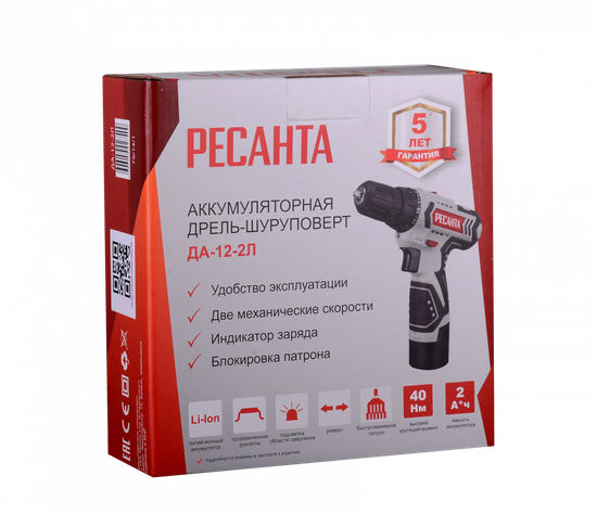 Аккумуляторный дрель-шуруповерт "РЕСАНТА" ДА-12-2Л