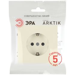 Розетка ЭРА Arktik 16-2102-02 с заземлением 2P+E Schuko со шторками 16А-250В слоновая кость | Эра Arktik