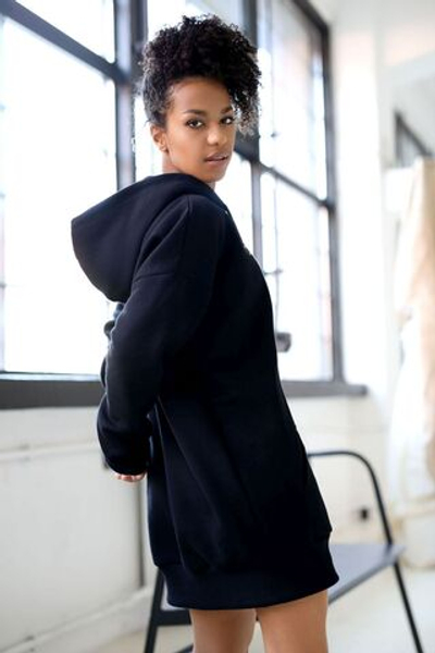 Платье-худи oversize с капюшоном (Размер: XS-S) (Цвет: черный)