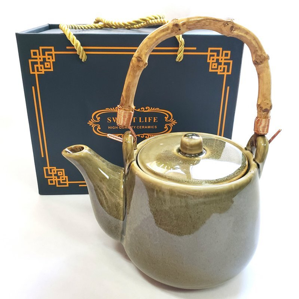 310501.4Y1 УЦЕНКА Чайник "Песочный" В ПОДАРОЧНОЙ КОРОБКЕ, 1000мл, 16*10*12, керамика