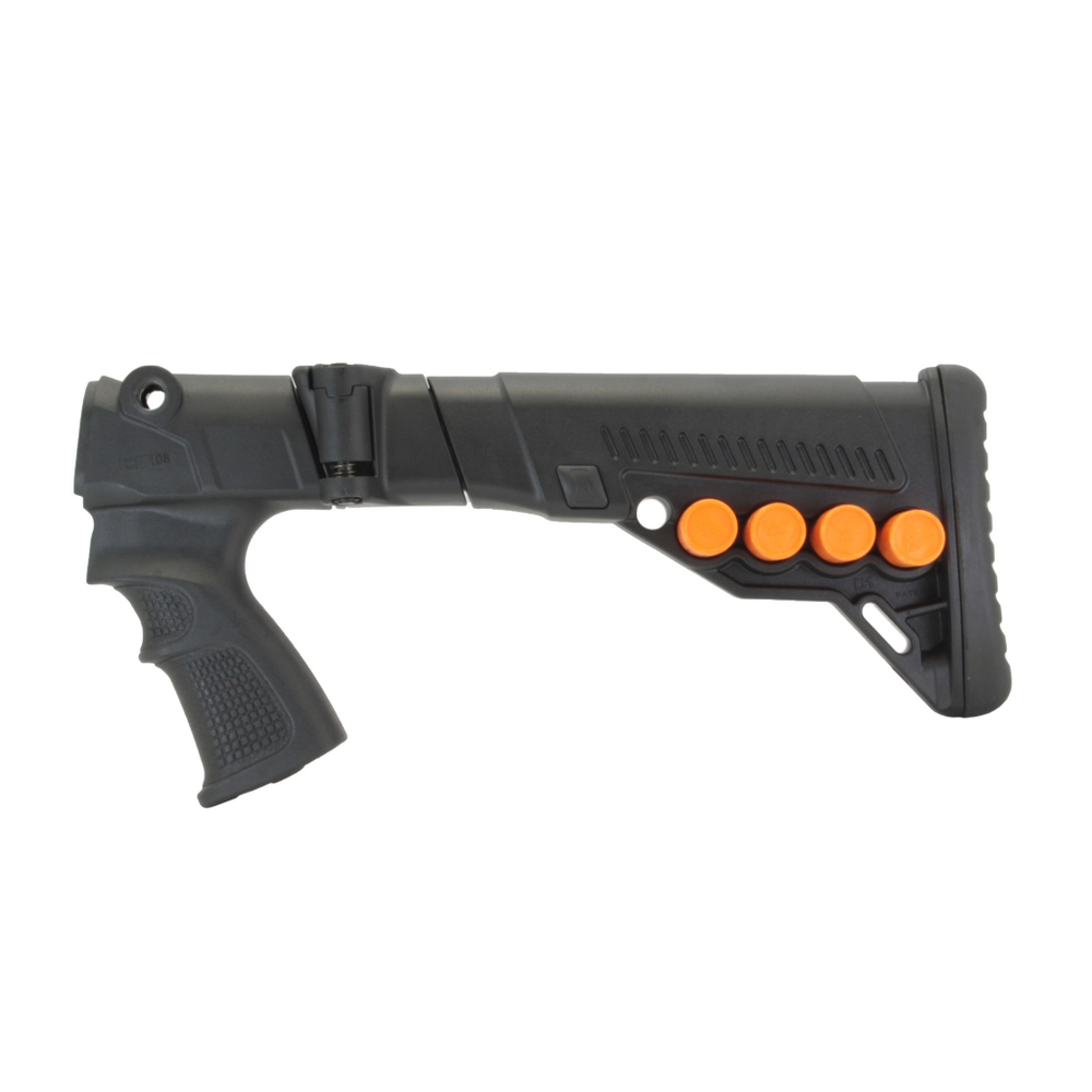 Телескопический складной приклад с патронташем Remington 870/750, DLG Tactical. Черный