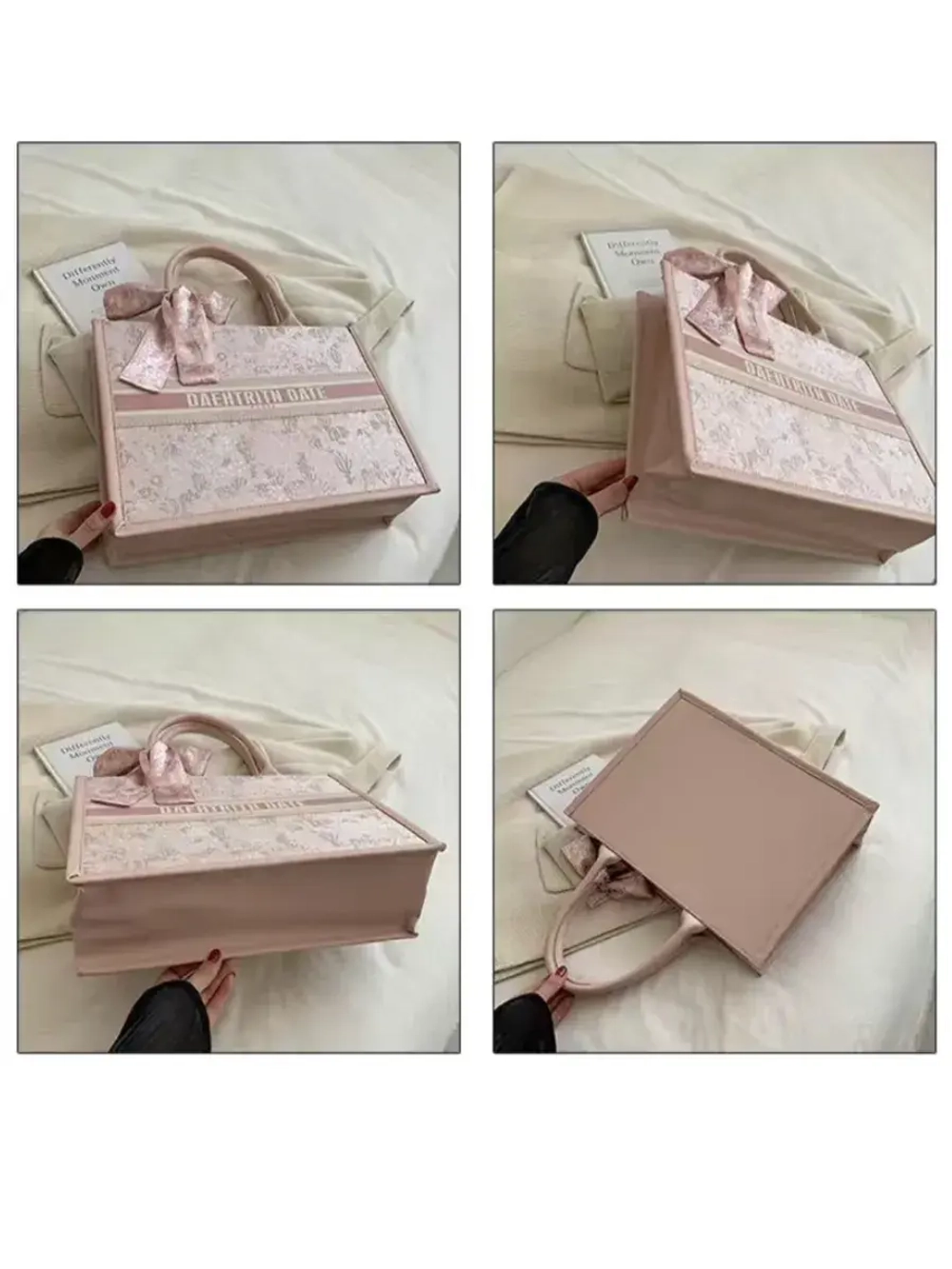 Сумка для учебы большая а4 тоут розовая y2k с бантиком