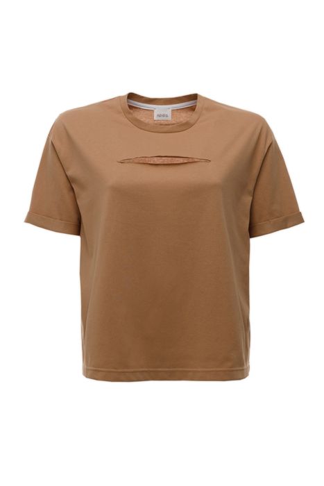 ФУТБОЛКА КАНИЯ С РАЗРЕЗОМ ШОКОЛАДНЫЙ