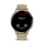 Умные часы Garmin Venu 3S цвета французский серый с кожаным ремешком с золотистым безелем