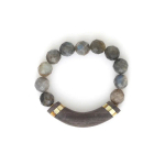 Браслет Nature Bijoux, Eclipse, стрейч, со вставкой из эбенового дерева, лабрадоритом и перламутром,