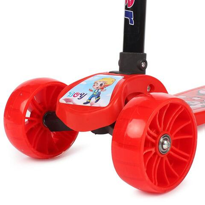 Самокат трехколесный с широкими колесами, колеса PU 12 см, со светом, заднее колесо без света