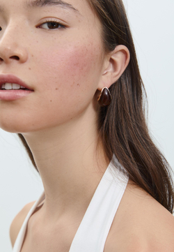 STRADIVARIUS Набор из 3 пар объемных мини-сережек, коричневый