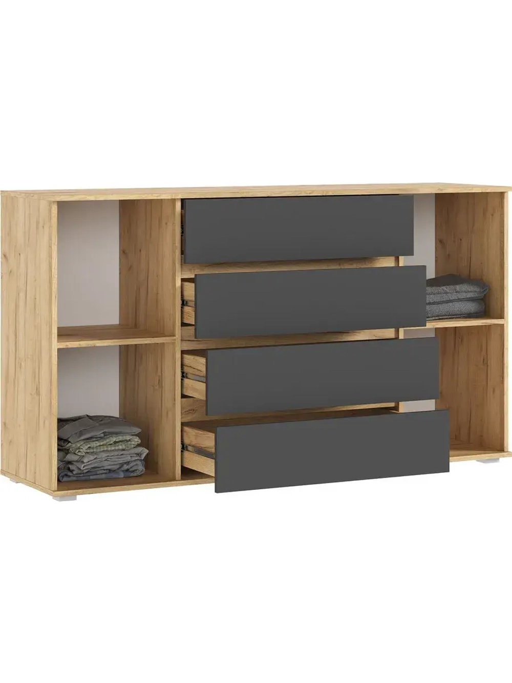 Комод для одежды Браш Графит 3 ящика, 160х45х90 см