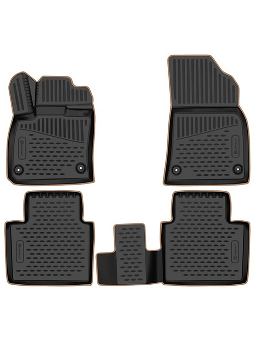 Коврики в салон для GEELY Monjaro (I) 2022-, Внедорожник 5 дв., 4шт. (бежевый кант, полиуретан) KANT.ELEM3DA67450210K.BG