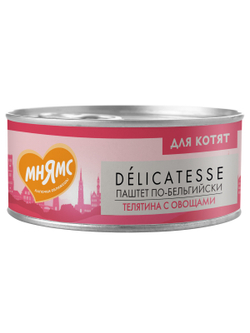 Влажный корм Мнямс Деликатес Телятина с овощами для котят старше 1 месяца "Паштет по-бельгийски" 100 г