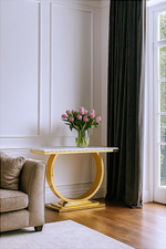 Стол-консоль Ist Casa Лира, 120х40х76 см, небесный белый, золотой